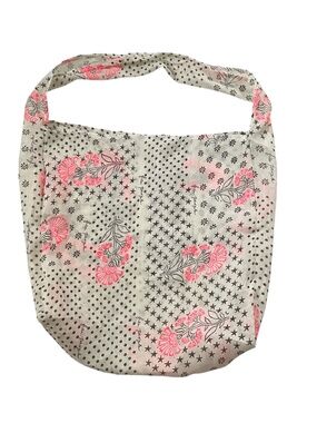 Free People Reusable Hobo Tote Bag Mixed Print Boho Beach Festival Hippie Gypsy